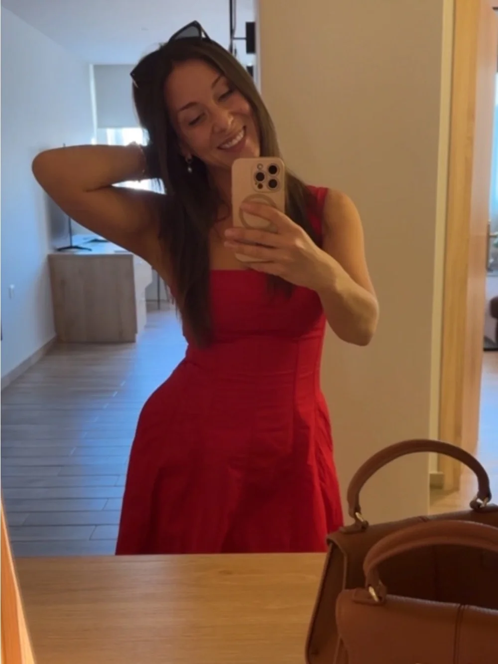 Commense Red Square-Neck Maxi Dress with pockets- brand new with tags never worn - Picture 7 of 7